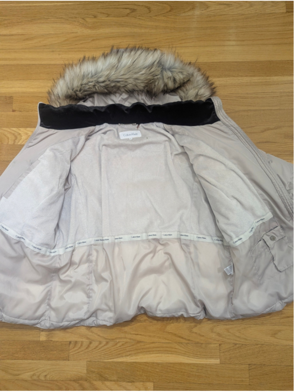 Calvin Klein Light Purple Down Puffer Jacket 0X Removable Faux Fur Hood - Picture 8 of 13